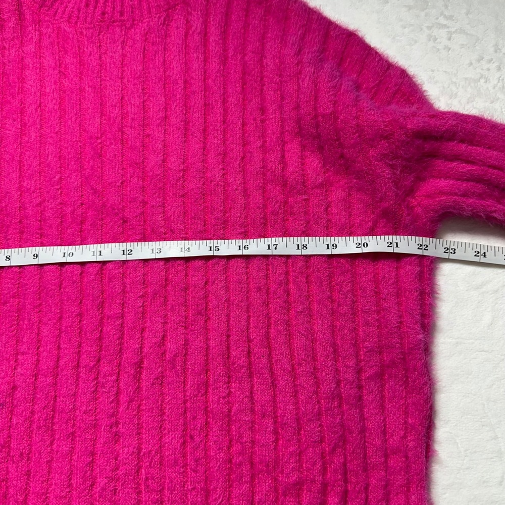 Anthropologie Flat White Bohemian Pink Fuzzy Knit Mock Neck Sweater Dress Sz XL - Picture 4 of 8